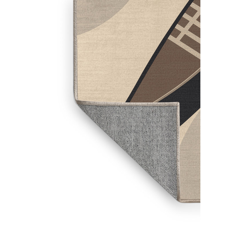 Machine Washable Mendon Traditional Canoe Modern Rug in Beige – Beige Binding, 5x8