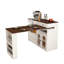 Îlot de cuisine avec table extensible, table de salle à manger extensible avec armoires à porte en verre avec prise intégrée, pour 2 à 4 personnes-746257207