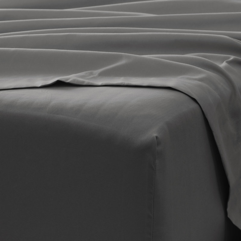 Gray Twin Solid Microfiber and Cotton Sheet Set