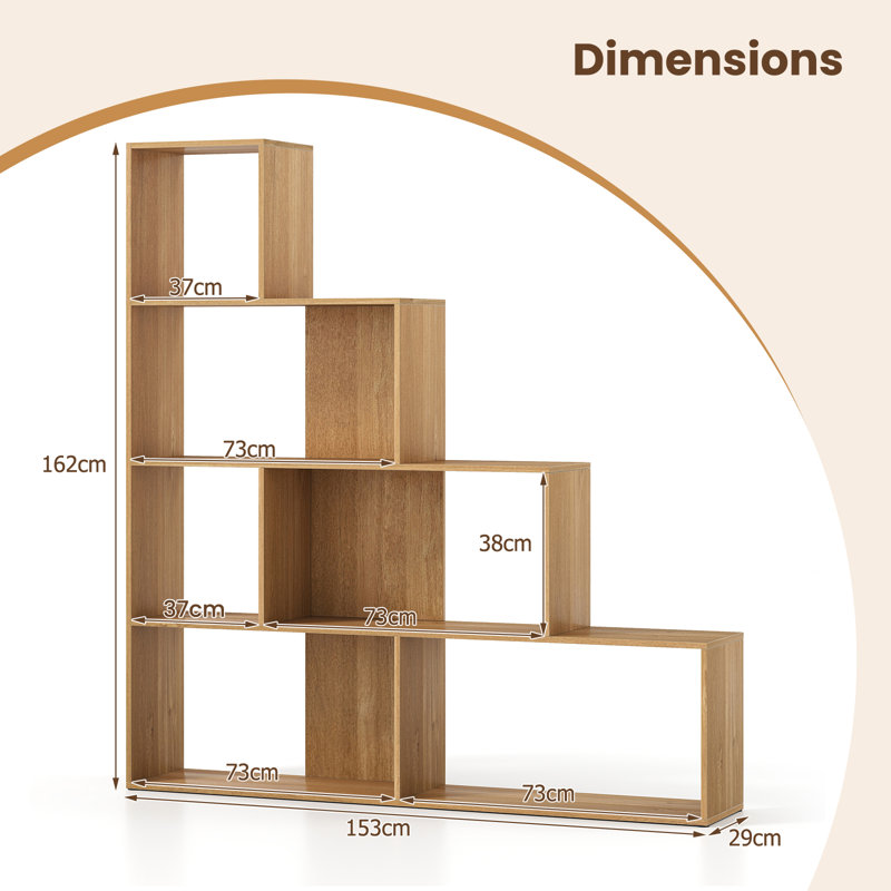 162cm H x 153cm W Step Bookcase