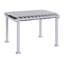 Pergola de terrasse 3,66 m de large x 3,05 m de profondeur avec auvent rétractable, structure en métal blanc thermolaqué, toile d'ombrage grise imperméable UPF50+, treillis de vigne
