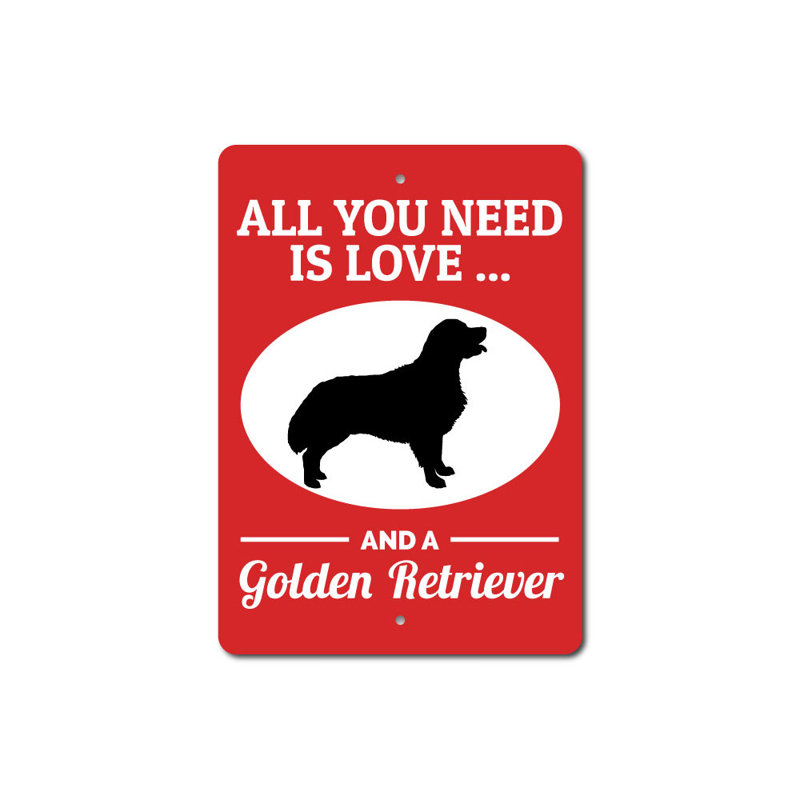 Plaque en aluminium Golden Retriever, H 14 po x l 10 po x P 0,04 po