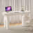 White Rectangular Solid Wood with 5 drawers desk-108645820