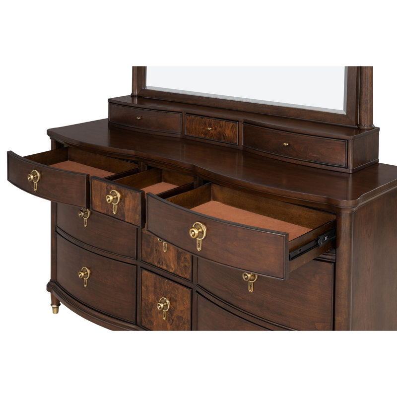 Ensemble de chambre à coucher en bois massif 6 pièces Moscote, Grand, 6 pièces: lit, 2 tables de chevet, commode, miroi