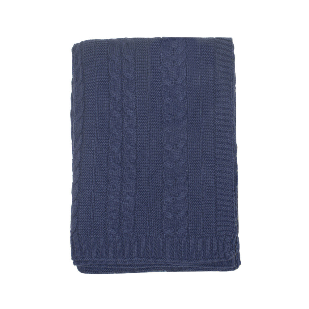 Cable Knit Baby Blanket, Navy