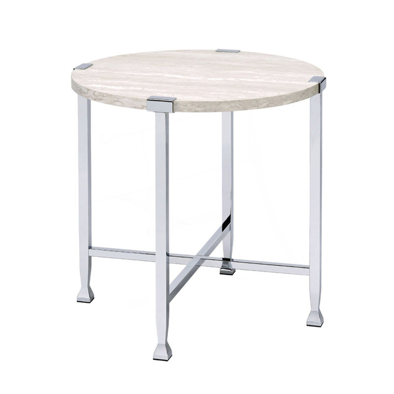 Round End Table With X-Shape Support