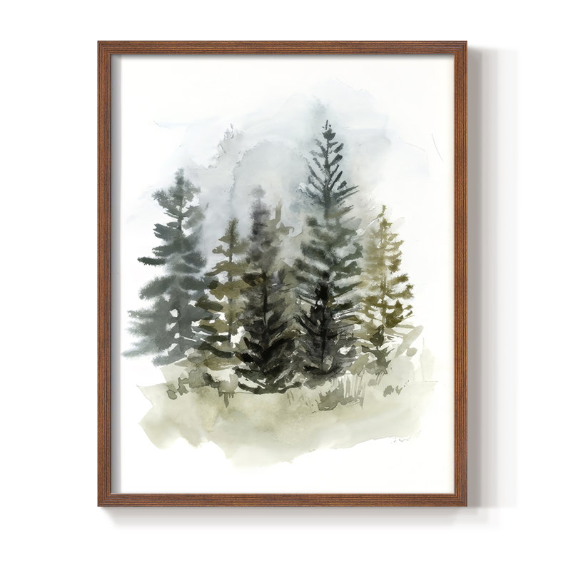 Impression encadrée Washy Treeline II - bois massif, Noyer, H 11 po x l 9 po
