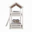 Lit superposé simple Nara, conception de maison avec échelle, bois rustique blanc