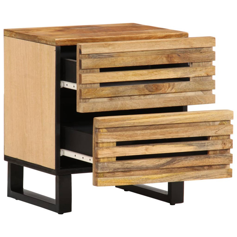 40cm W Steel Bedside Table, Natural