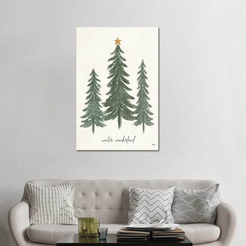 Woodland Christmas Trees - reproduction d'art mural - toile tendue, H 48 po x l 32 po, Toile tendue, Ne s’applique pas