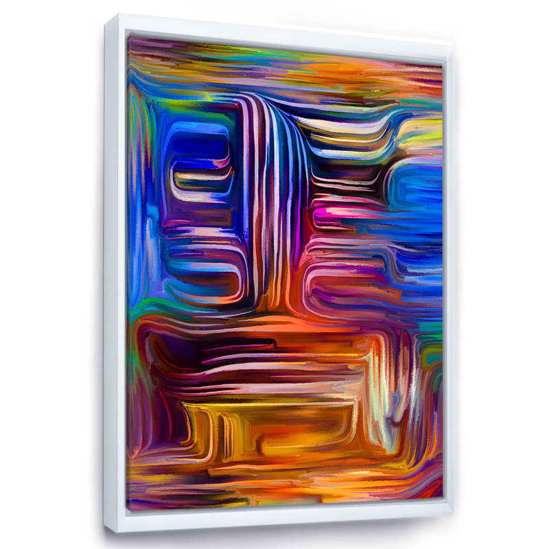 Color Fusion V - peinture sur toile, H 40 po x l 30 po x 1,5 po, Cadre flottant blanc