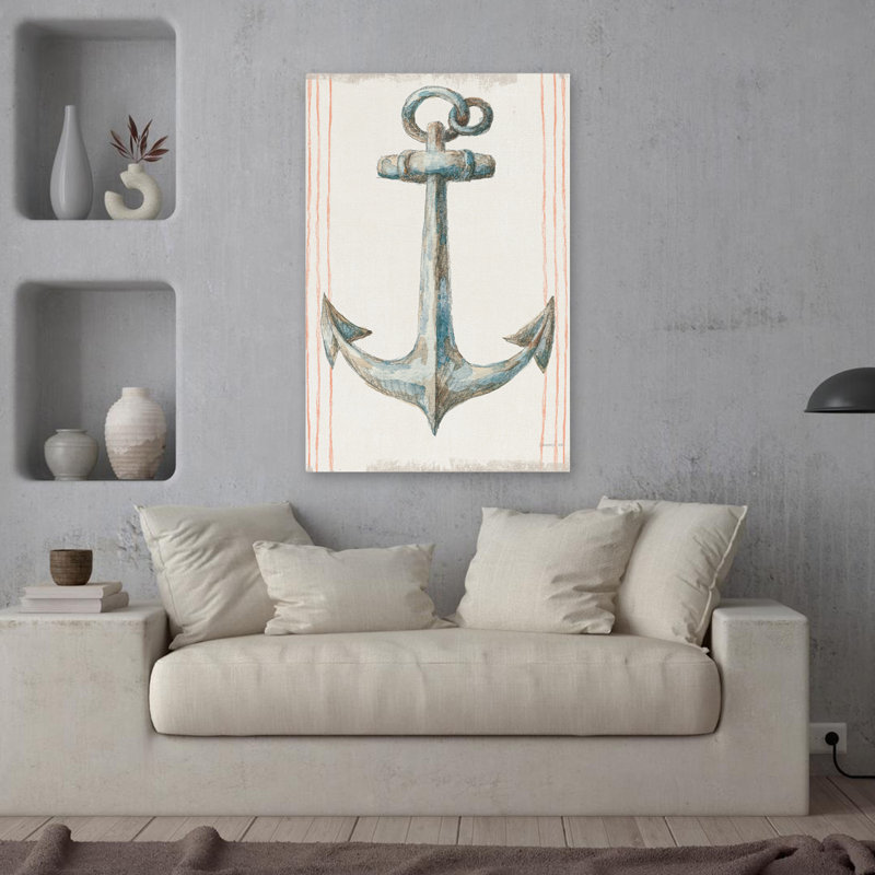Ancres et art nautique bleu, H 36 po x l 24 po