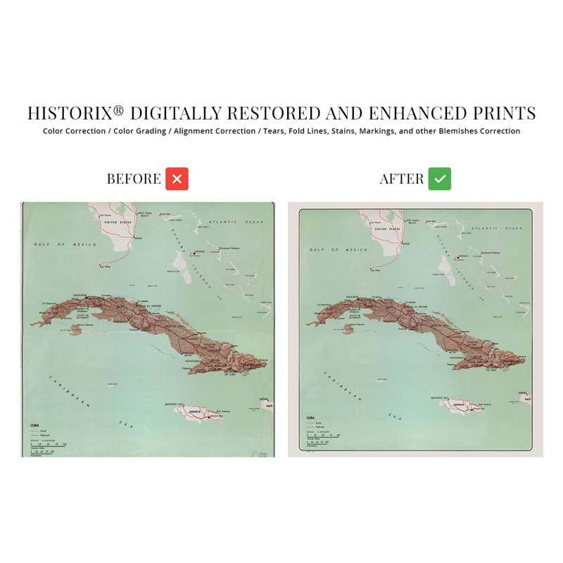 Carte de Cuba de19621962, L 16 po x H 16 po