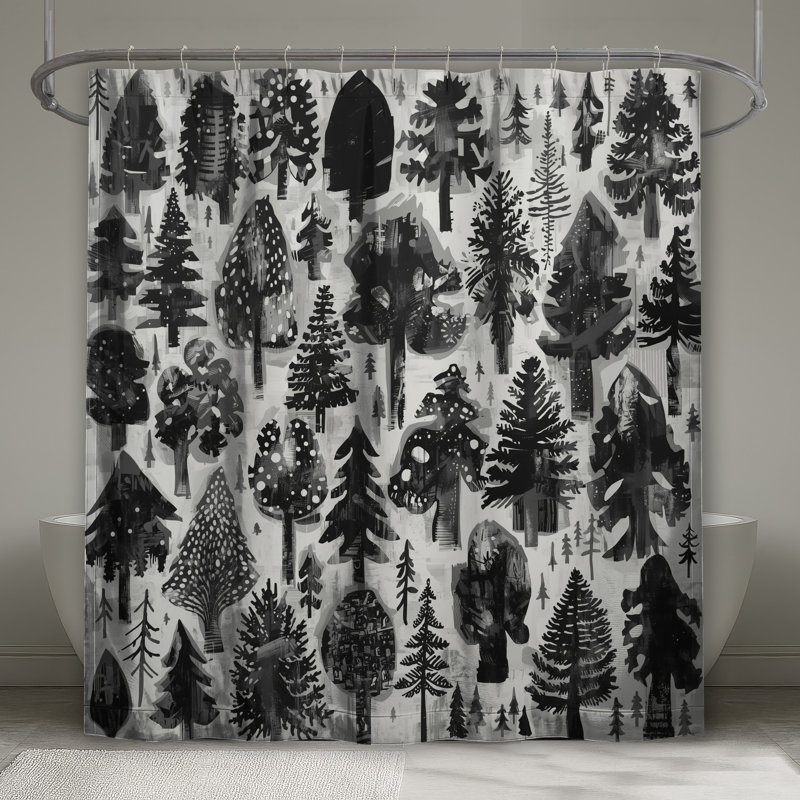 Rideaux de douche Monochromes Forest Illustration, L 70 po x H 84 po