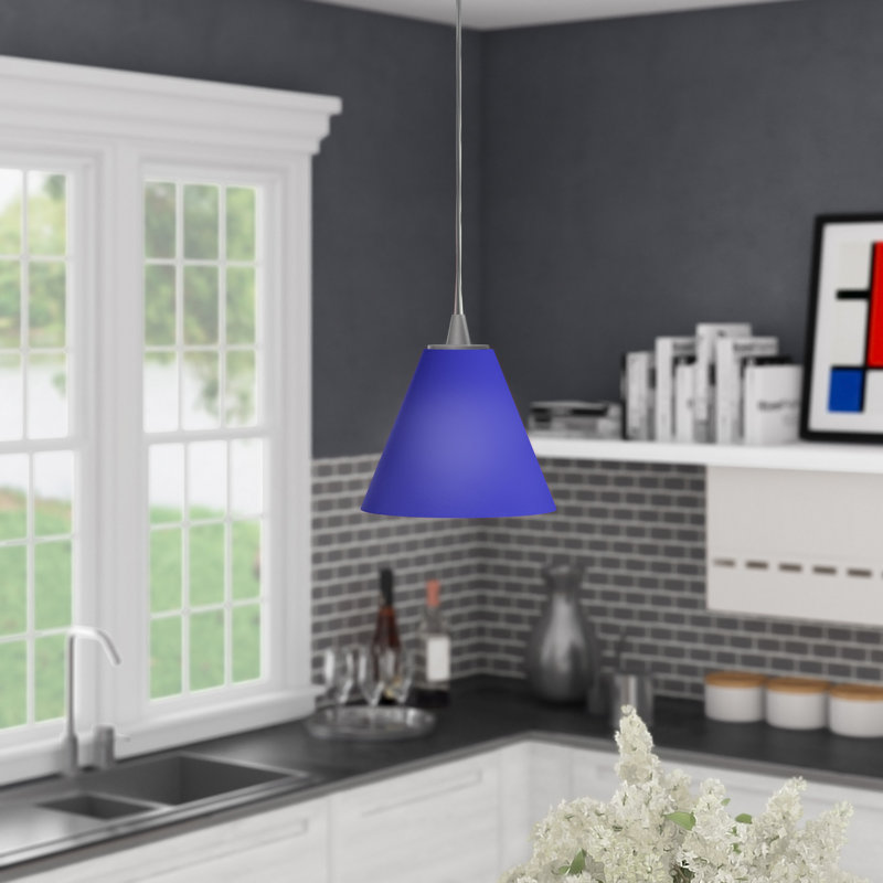 Cascio 1 - Light Single Pendant, Brushed Steel, Cobalt