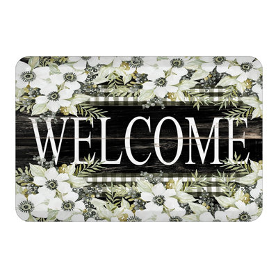 Blooming Welcome Floral Water Resistant Anti Fatigue Non-Skid Kitchen Mat