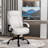 Computer Desk Chair with PU Leather  Upholstery, Adjustable Height and Swivel Wheels, White