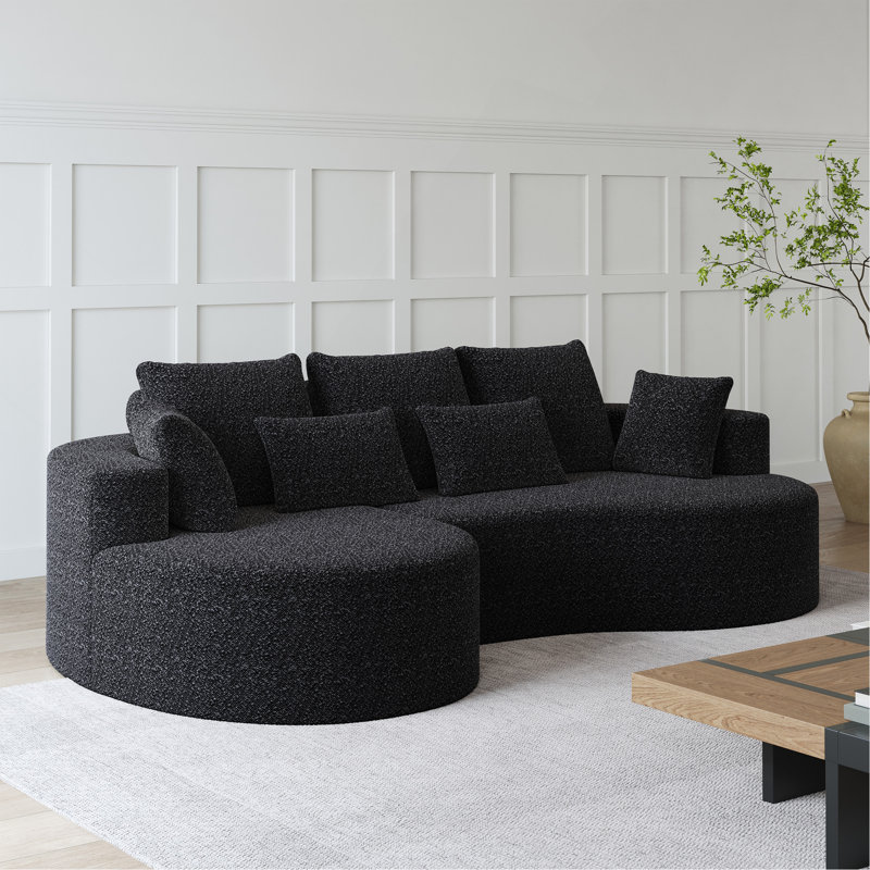 Modern Upholstered Boneless Oversized Sectional Sofa, Black