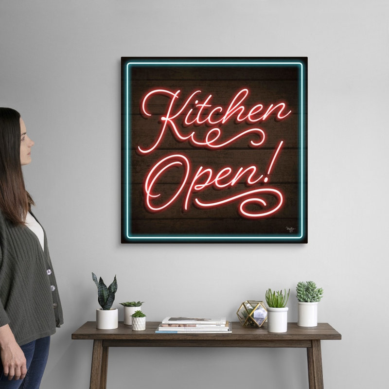 " Neon Kitchen Open " by Mollie B., Wrapped Canvas, 30" H x 30" W x 1.25" D