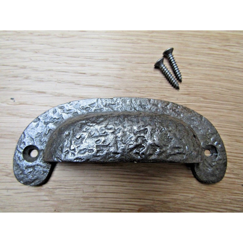 Textured Cabinet Cup Pull Handle Black Antique, Natural