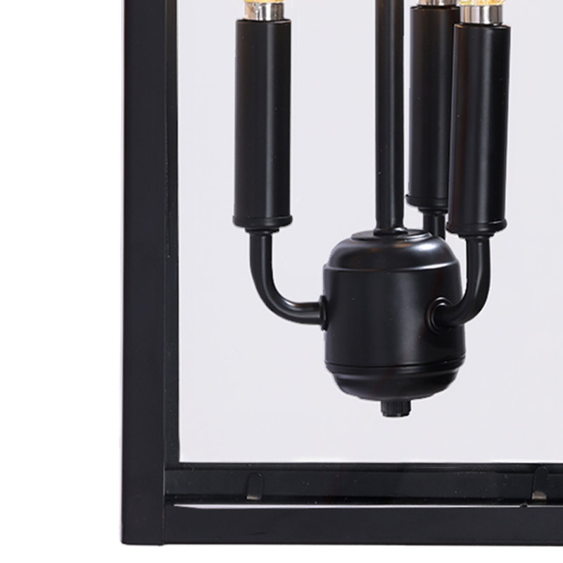 Transparent Glass Black 3 Light Outdoor Lamp(Set Of 2), 22.4" H x 9.05" W x 10" D, Black