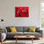 Red Jazz Band Canvas Wall Art Abstract Black Musician Print Modern Graffiti Street Art for Living Room, Studio, Bar Decor Framed Ready to Hang (16''x24'')