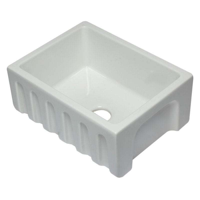 24'' L Single Bowl Fireclay Kitchen Sink, White