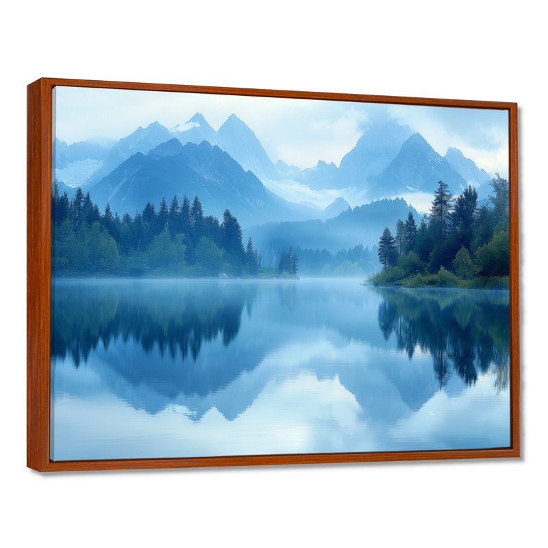 «Gesko Mountain Lake Silent Reflections III - Mountains», reproduction d'art sur toile encadrée, H 24 po x l 32 po, Brun