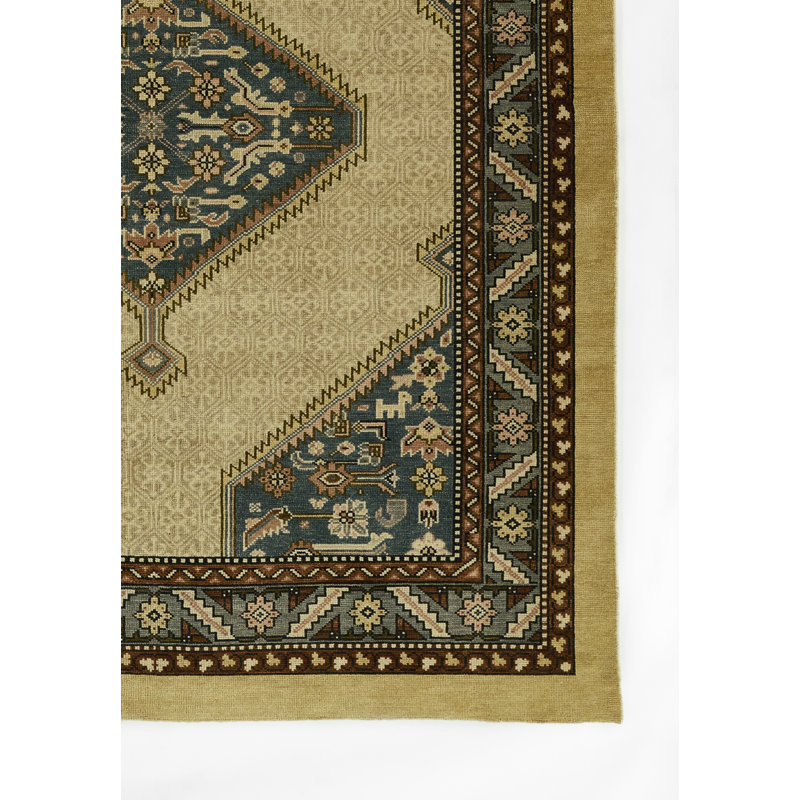 Oriental Area Rug in Blue/Beige, Rectangle 5' x 8'