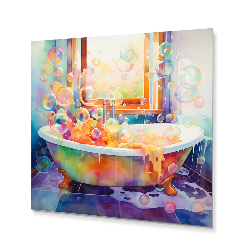 «Bath Impressionist Bubbles - Bath & Laundry», impressions murales en métal, H 36 po x l 36 po x P 1 po