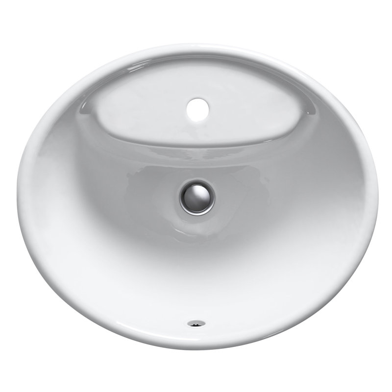 Tides Metal Oval Drop-In Bathroom Sink with Overflow, White, Single
