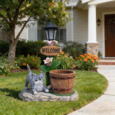 Lying Dog Solar Planter Garden Decor