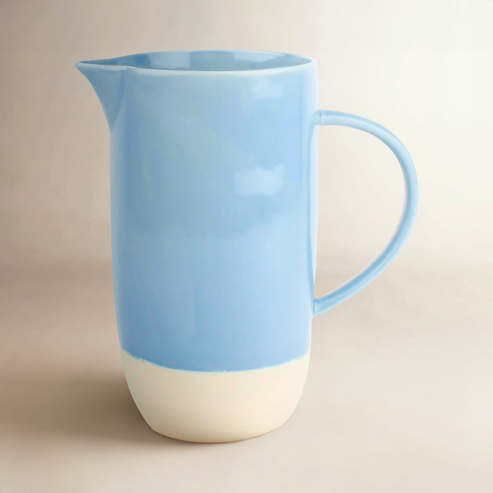 Shell Bisque Porcelain Pitcher, Blue