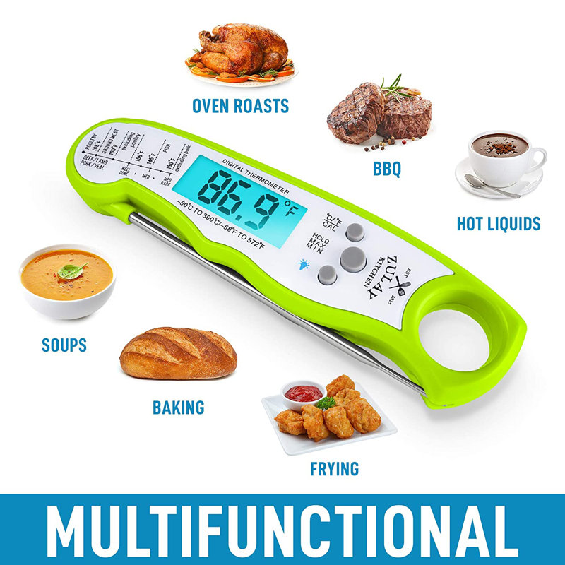 Zulay Kitchen Zulay Kitchen Instant Read Food Thermometer Waterproof Digital Meat Thermometer w/ Backlight