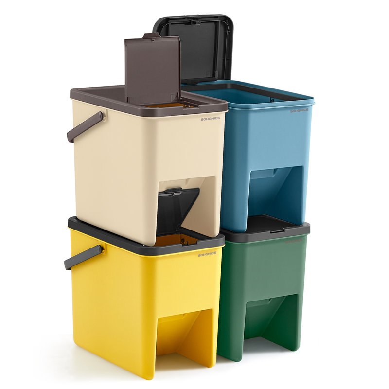 Cousnard Plastic Swing Top Kitchen Trash Can - 20L, Black