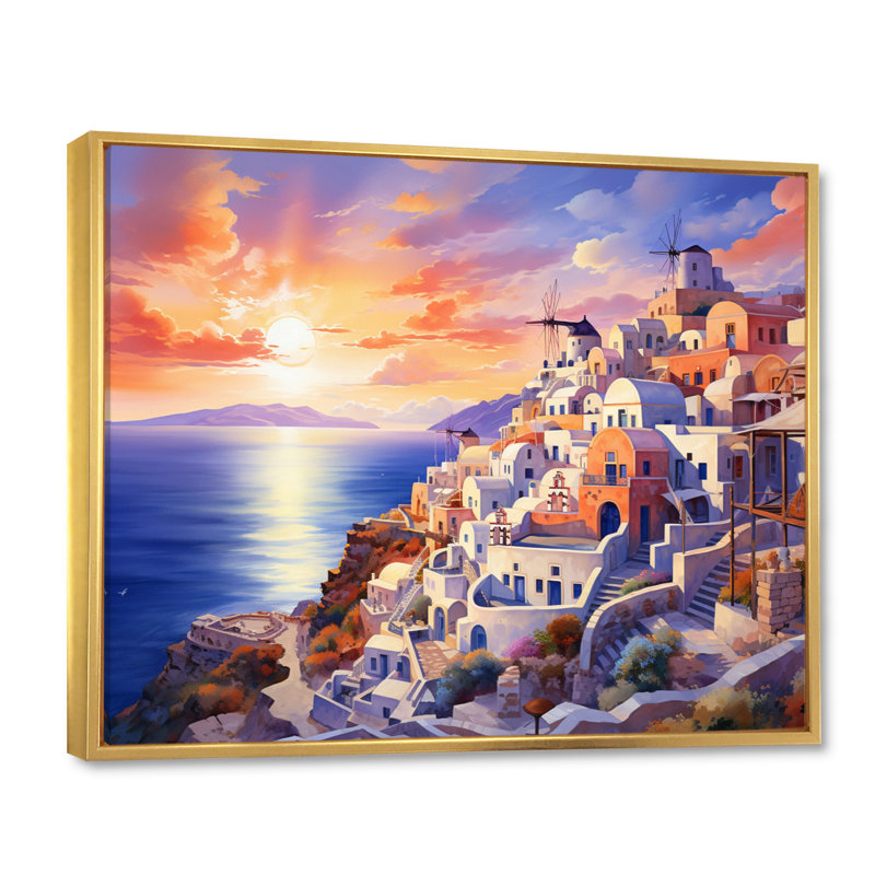 " Greece Oia Splendour II ", H 30 po x l 40 po, Cadre flottant doré