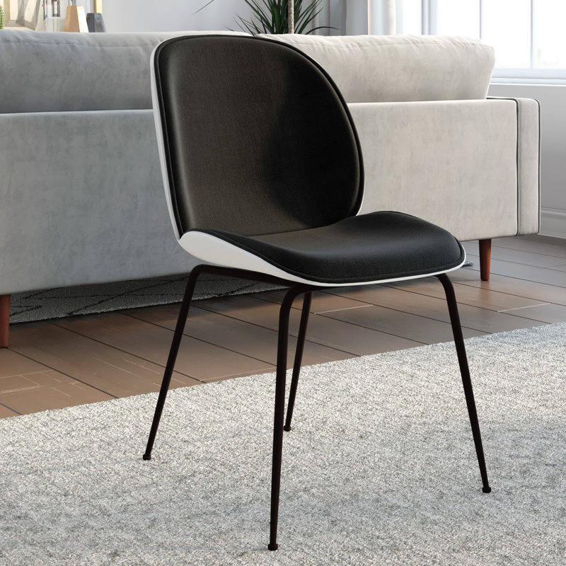 Chaise d'appoint rembourrée Hatfield, Blanc / Noir