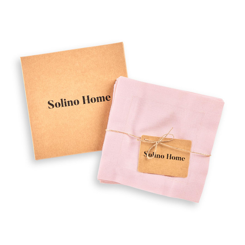 Dru - Cotton Linen Plain Cocktail Napkins, Soft Pink