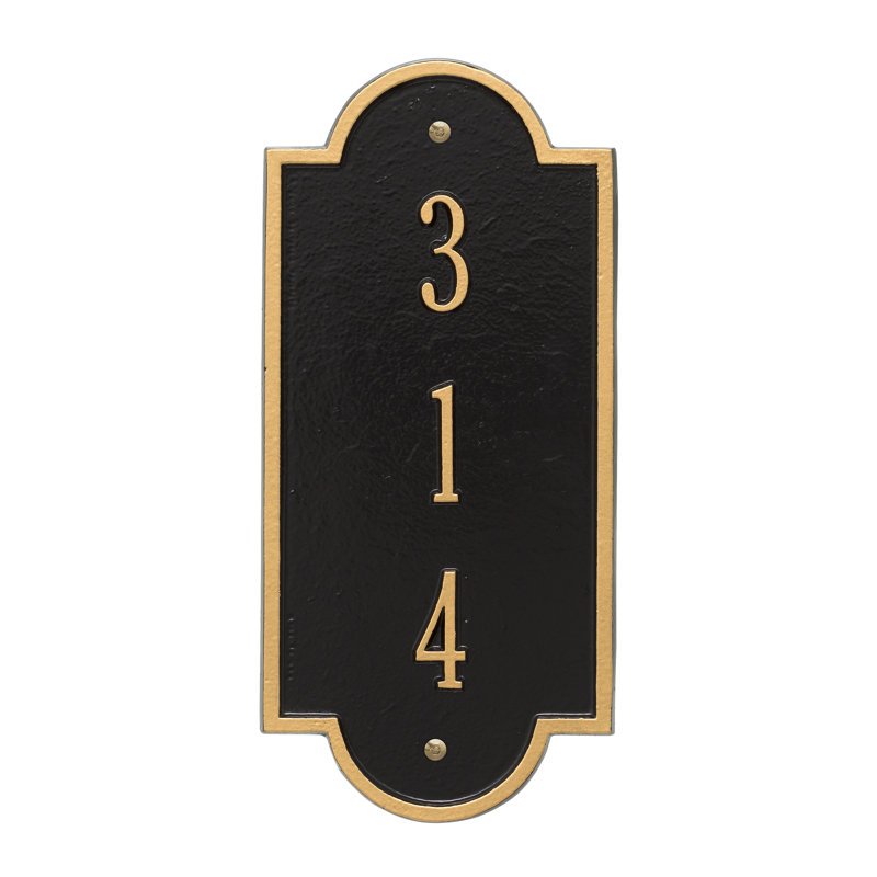 Plaque d'adresse murale personnalisée sur 3 lignes Richmond, Bronze/Doré