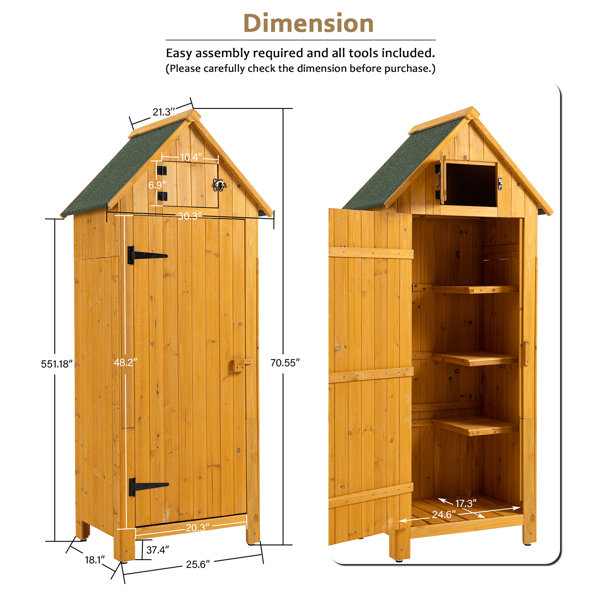 Mcombo Large Outdoor Storage Cabinet with 3 Shelves, Oversize Outside Tool Storage Shed with Lock 1998