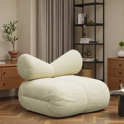 Chaise de loisir simple à motif crème avec nœud.