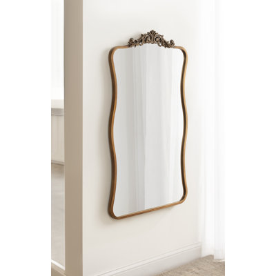 Metal Arched Wavy Panel Wall Mirror