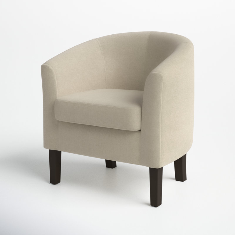 Munson 26.77" Wide Linen/Polyester Upholstered Barrel Chair, Beige  Linen
