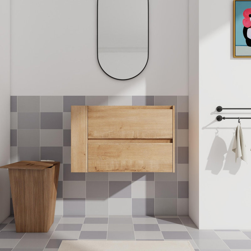 Meuble-lavabo mural 30 po, Imitation chêne