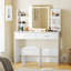 Ensemble de coiffeuse avec miroir lumineux, prise de courant, tabouret, 6 tablettes de rangement, 2 grands tiroirs et 3 lumières à luminosité réglable