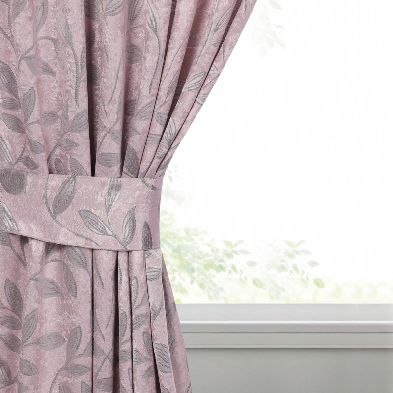 Finklea 100% Polyester Floral Room Darkening Grommet Curtain Panels, Rosé, l 46 po x L 96 po