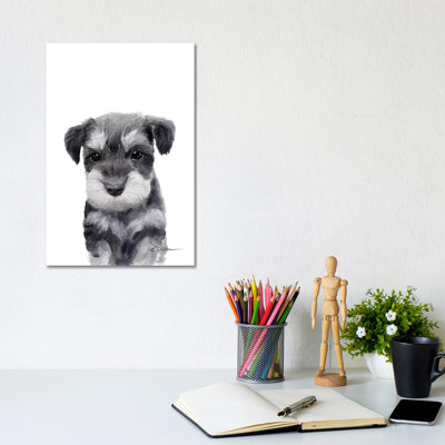 Miniature Schnauzer Puppy - Wrapped Canvas Painting