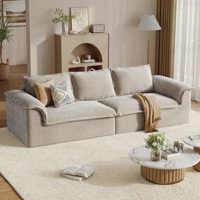 Boneless 110" Oversized Boneless Sofa with Extra Deep Seat, Corduroy Upholstered Floor Couch for Apartment, Living Room, Office, No Assembly Required