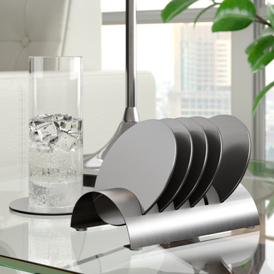 Stainless Steel 1 Piece Coaster Set With Holder