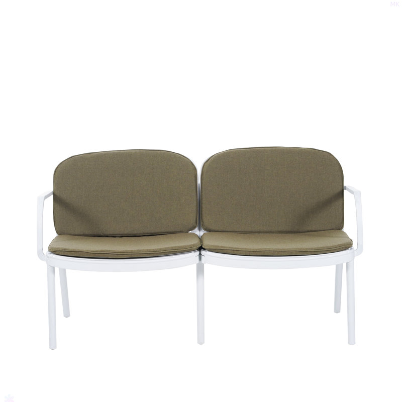 Causeuse d'extérieur PP, Coussin vert / cadre blanc